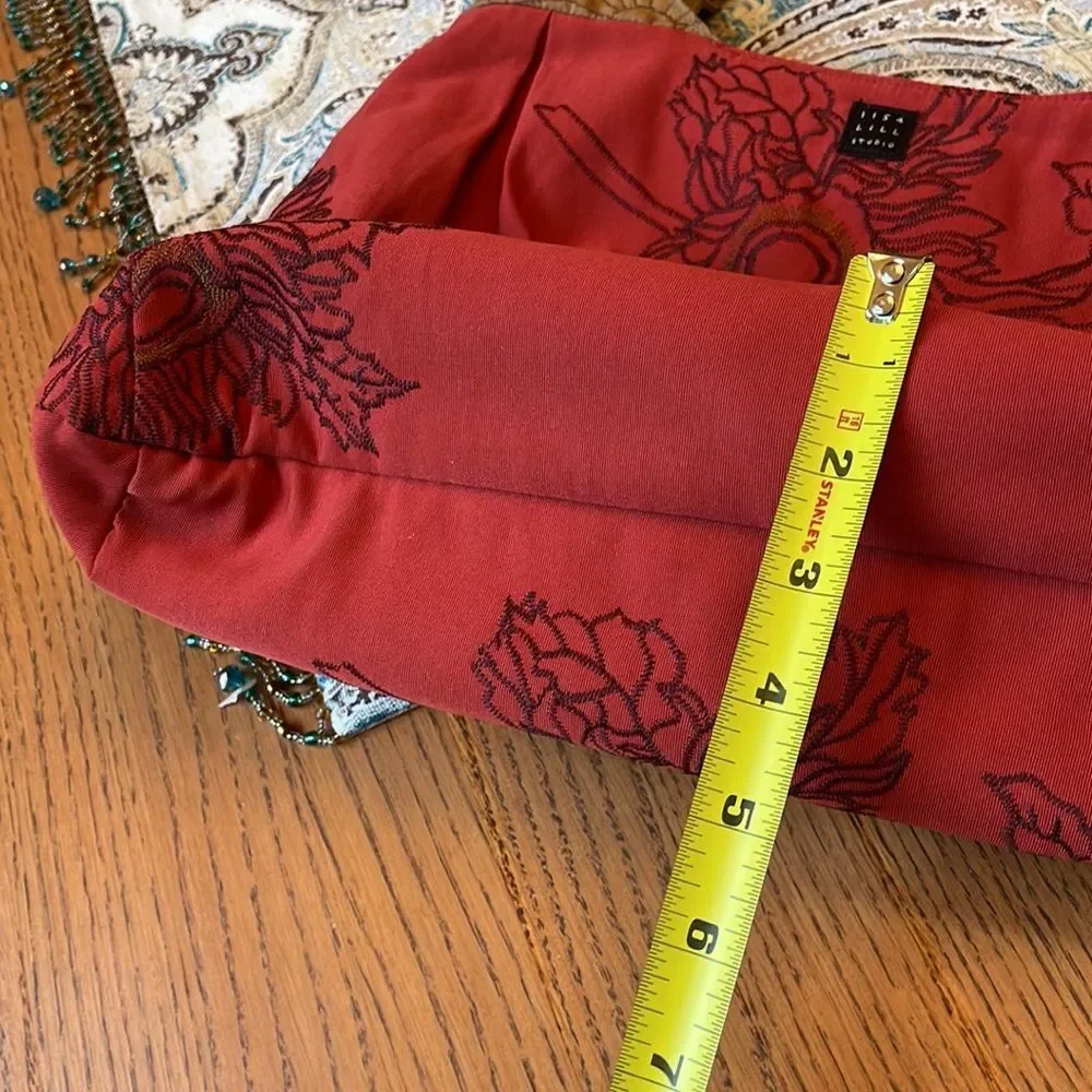 1154 Lill Studio Rust Red Floral Embroidered Shoulder Bag Chicago Boutique